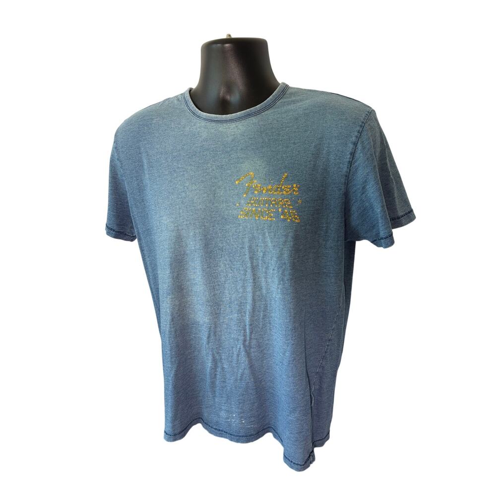 Fender Lucky Brand Guitar Graphic T-Shirt Blue Medium